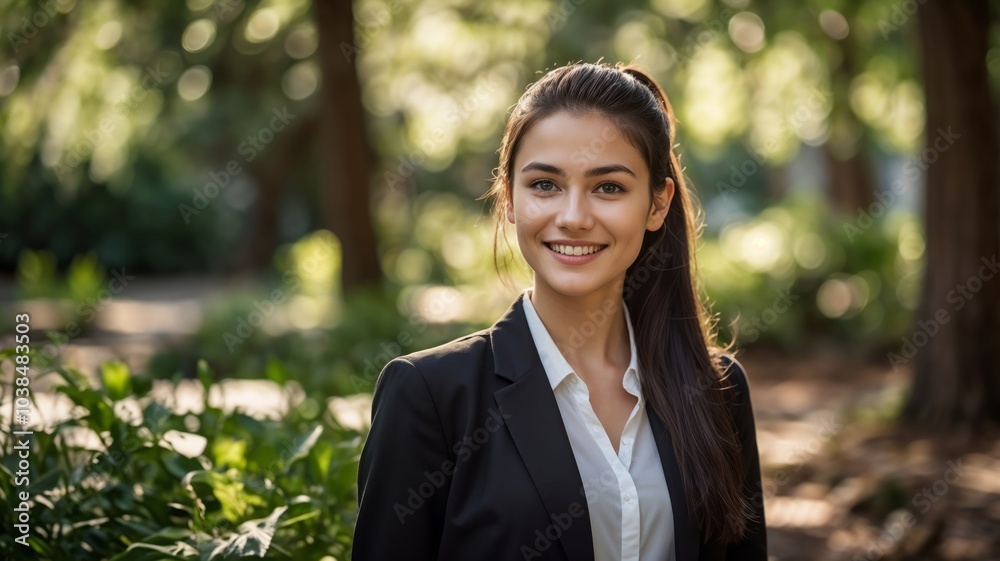 Smiling Woman in Black Blazer and White Shirt Smiling Woman in Black Blazer and White Shirt