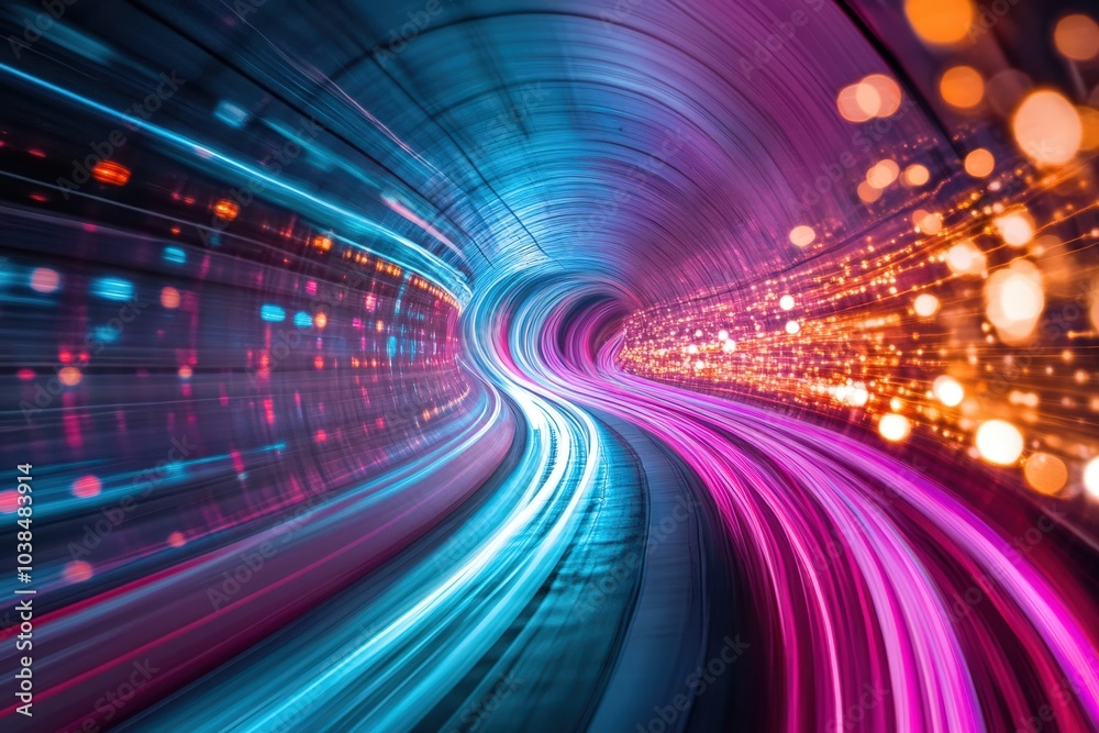 Abstract tunnel of light and motion Abstract tunnel of light and motion