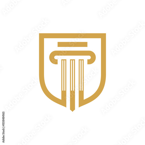 Law Firm logo, column and shield justice logo design template
