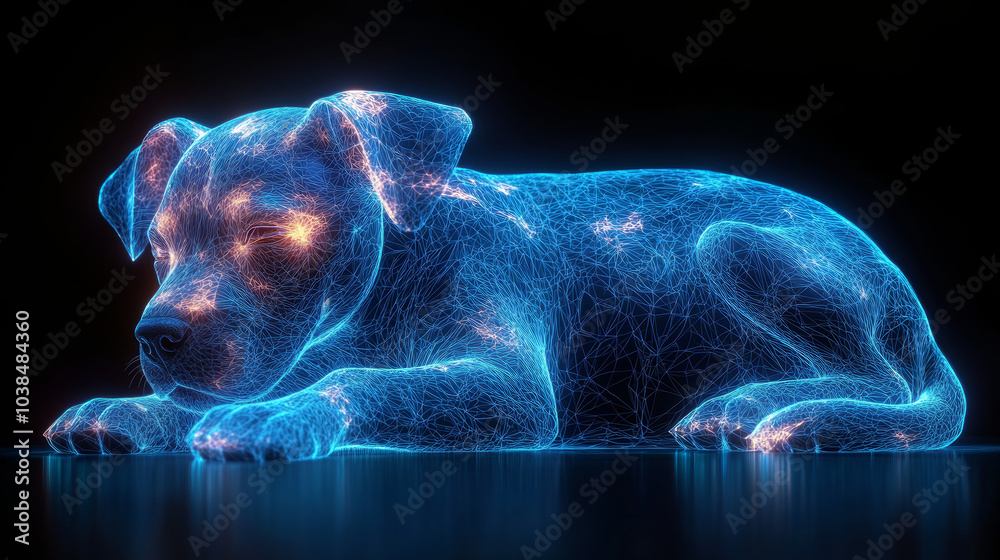 Futuristic Hologram of a Pet Animal in Augmented Reality Futuristic Hologram of a Pet Animal in Augmented Reality