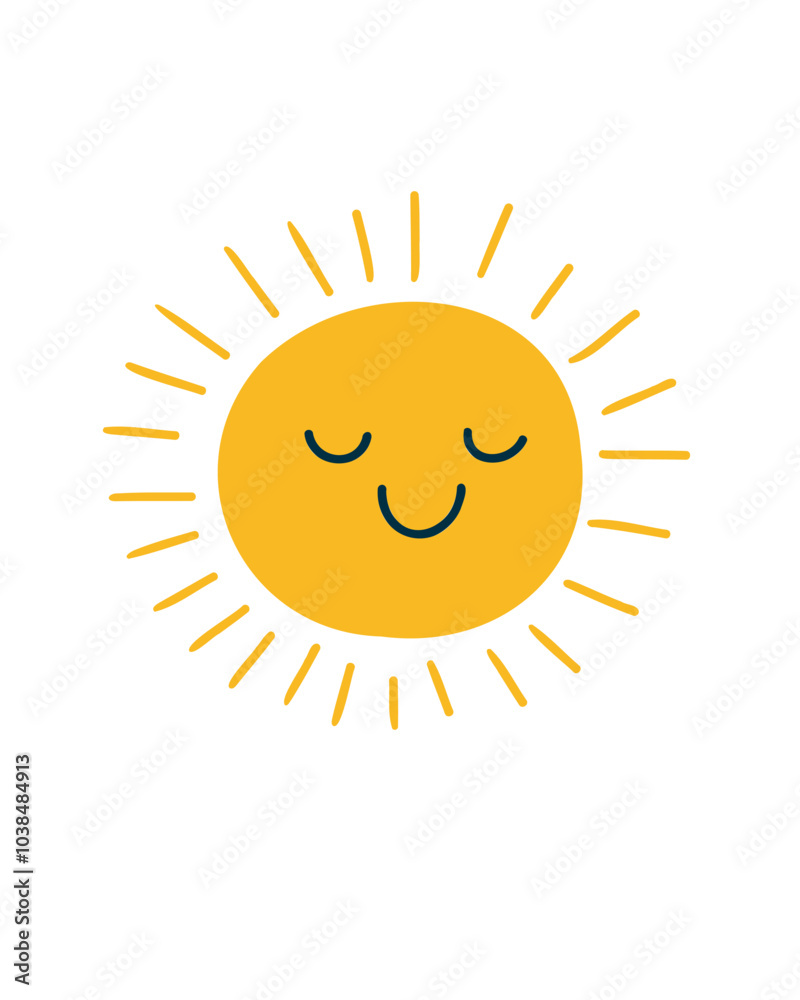 Funny smiling sun with rainbow rays, vector illustration for children's toys and games Funny smiling sun with rainbow rays, vector illustration for children's toys and games