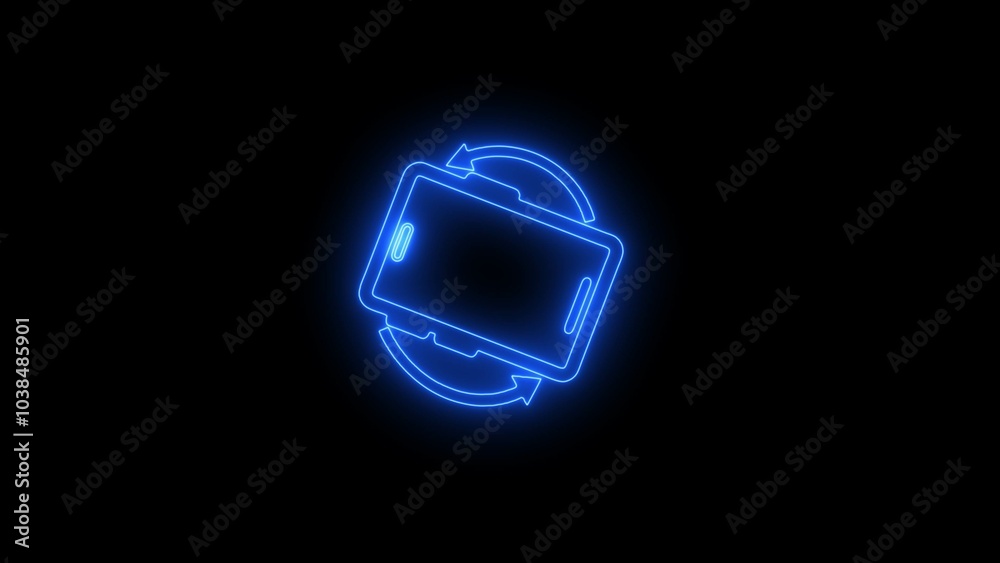 Rotate smartphone isolated icon. Neon icon. Bright electric symbol Rotate smartphone isolated icon. Neon icon. Bright electric symbol