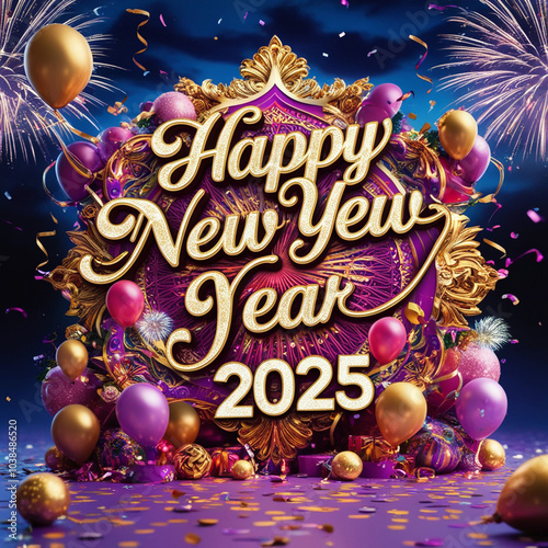 Realistic new year greeting card template
