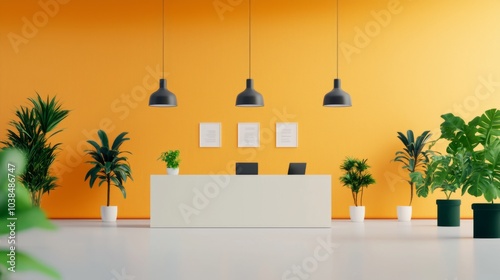 Modern Office Space with Diverse Greenery