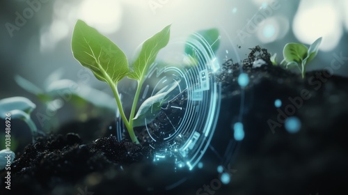 Technology-Driven Sustainable Farming with Growing Plant and Digital Interface for Precision Agriculture Solutions