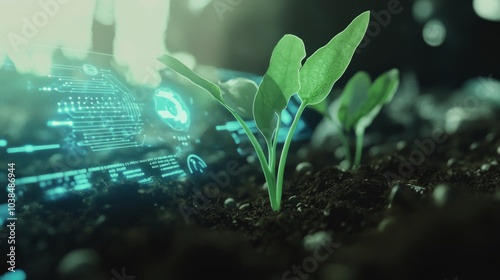 Technology-Driven Sustainable Farming with Growing Plant and Digital Interface for Precision Agriculture Solutions