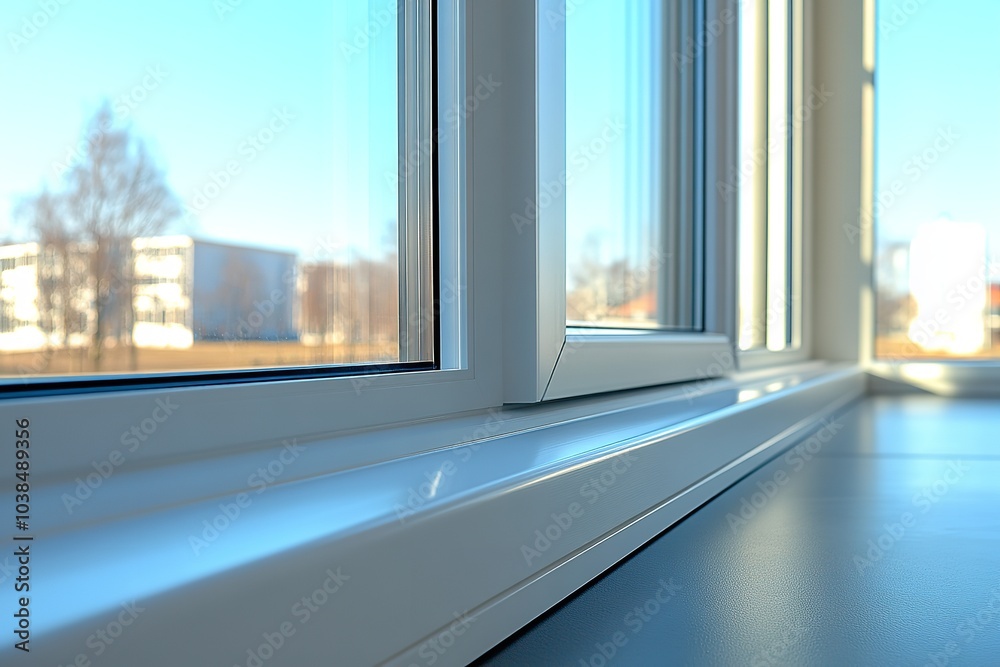 Fototapeta premium Examples of contemporary window profiles on indoor sills. Generative Ai