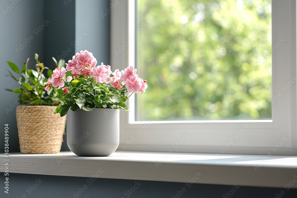 Examples of contemporary window profiles on indoor sills. Generative Ai Examples of contemporary window profiles on indoor sills. Generative Ai