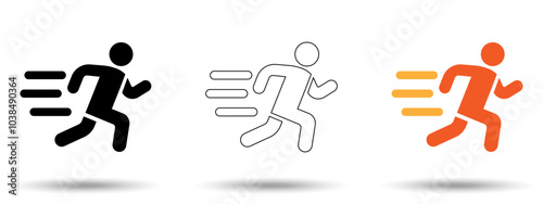 Running icon. Running icon on a white background, isolated. The icon has three uses in applications and websites. Vector illustration. Running icon on a white background.