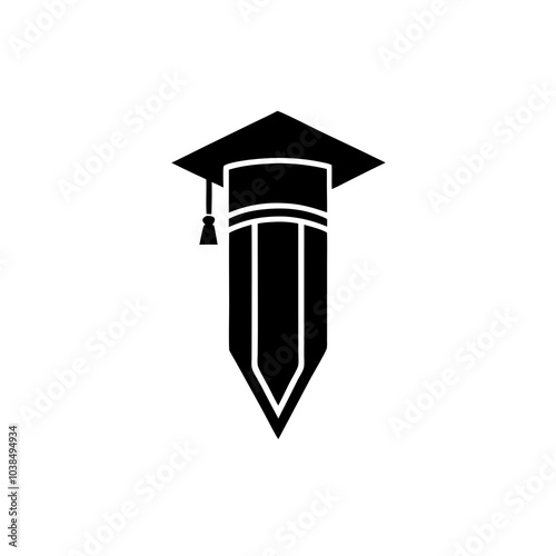 Simple graduation pencil  logo vector art illustration