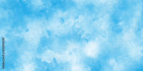 abstract Blue sky with white clouds background, Sky shades aquarelle painted paper textured canvas for vintage design, hand painted abstract blue watercolor background.