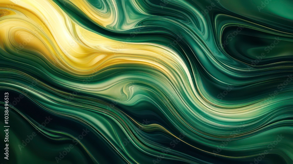 Abstract background with swirling green and gold liquid paint. Abstract background with swirling green and gold liquid paint.