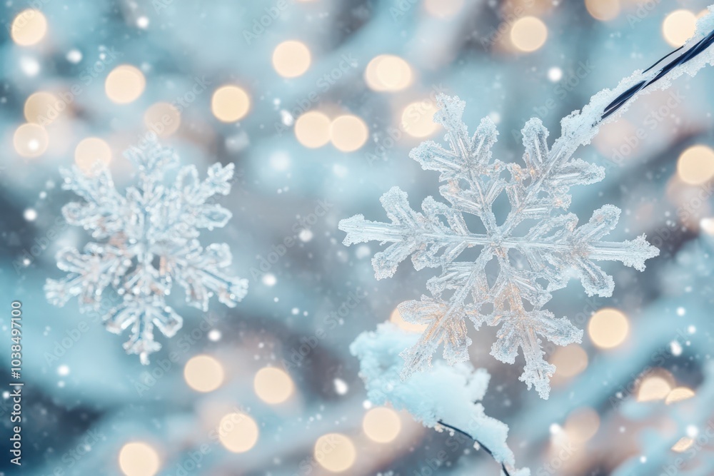 Sparkling winter wonderland with snowflakes Sparkling winter wonderland with snowflakes