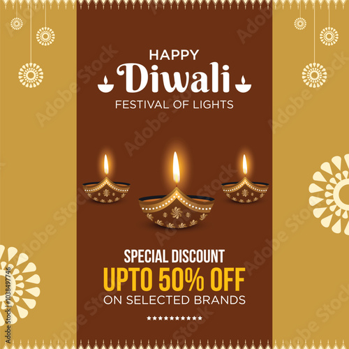 Happy Diwali Advertisement, Banner, Poster, Design vector template, Creative flyer concept, Graphic design element