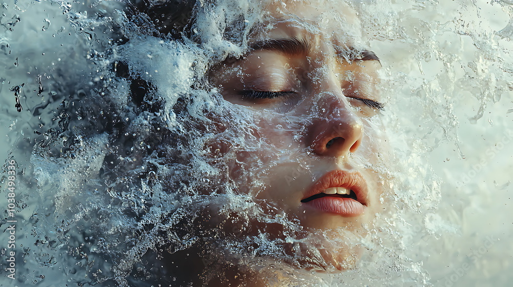 A serene moment woman immersed in water capturing the essence of tranquility and beauty amidst nature's embrace A serene moment woman immersed in water capturing the essence of tranquility and beauty amidst nature's embrace