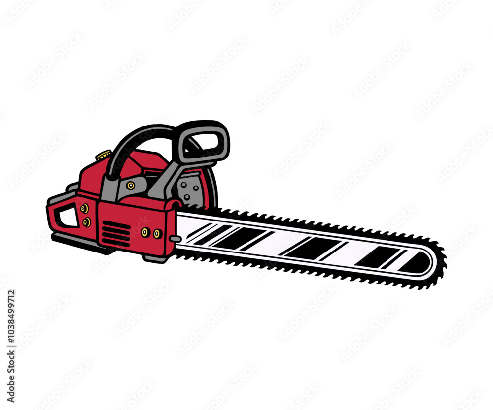 Naklejka premium Red Chainsaw Vector Illustration