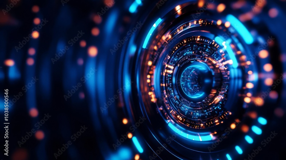 Abstract technology background with glowing blue lights and swirls. Abstract technology background with glowing blue lights and swirls.
