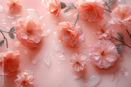 Minimalist floral patterns with soft gradients, floral design, delicate bloom photo