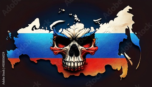 map of russia with skull