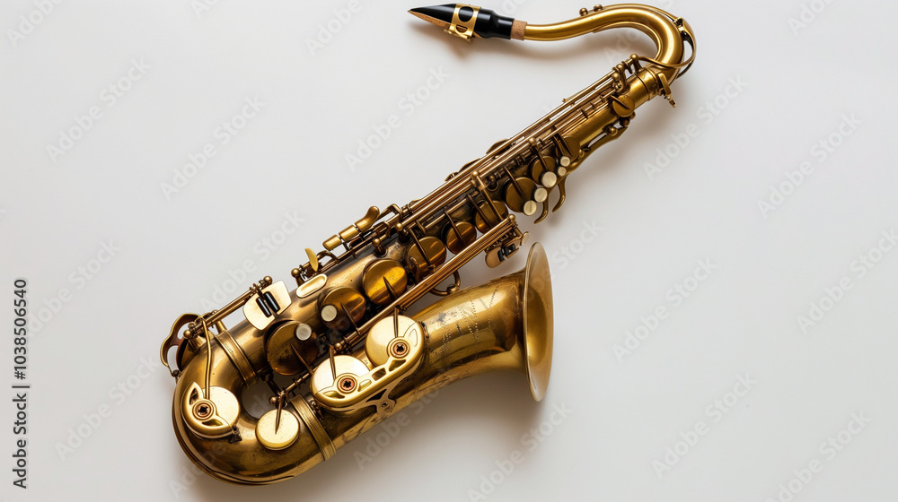 Obraz premium Saxophone on a neutral background.