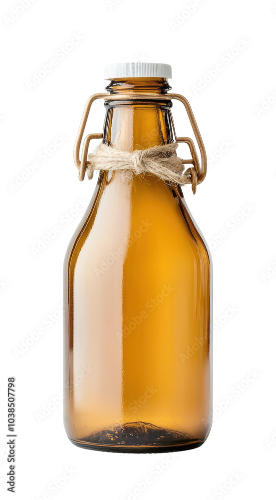 Brown glass bottle with a swing-top lid, isolated on a white background. Brown glass bottle with a swing-top lid, isolated on a white background.