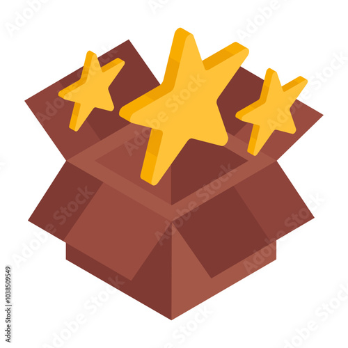 A colored design icon of stars box

