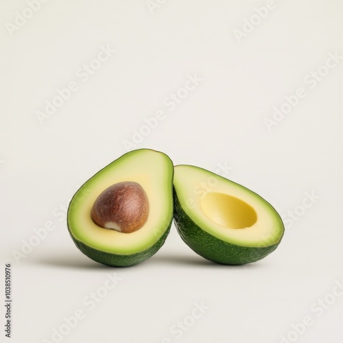 Healthy avocado halves on plain background