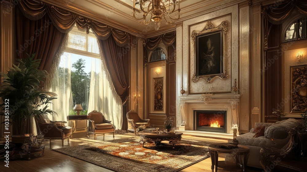 3D render of a luxury living room design 3D render of a luxury living room design