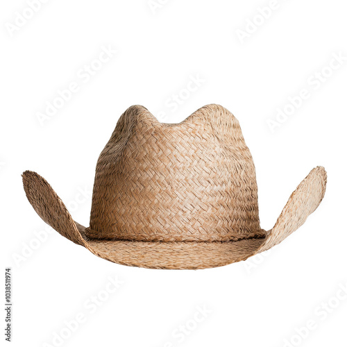 Straw cowboy hat, white isolated background. photo