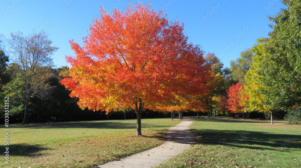 Naklejka premium Autumnal Landscape with Pathway