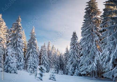 Verschneiter Winterwald - Tannen im Schnee