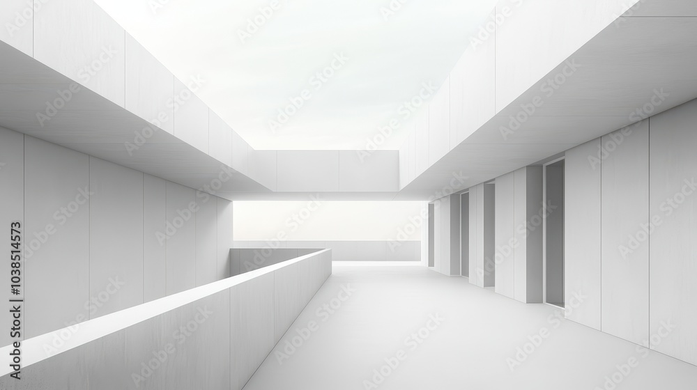 Fototapeta premium A white hallway with a white ceiling and white walls