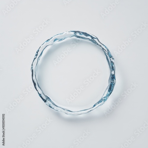 Transparent water ring on white background