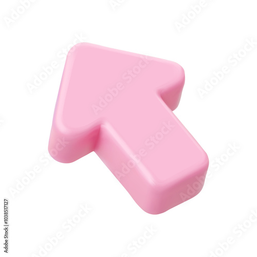 Pink 3D mouse pointer. The white background pointer symbolizes help in finding direction on a monitor, in the context of computer technology and digital. Vector icon illustration