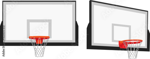 Backboard Basketball Hoop Shape Set Realistic Vector Illustration