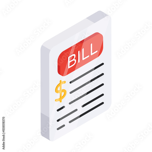 A beautiful design icon of bill 

