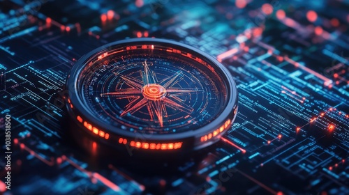 Wallpaper Mural Digital compass overlay on a code-themed background Torontodigital.ca