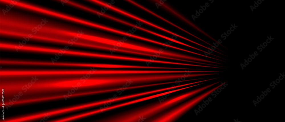 Fototapeta premium Abstract red light zoom fast speed on black background vector