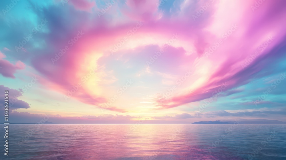 Vibrant sunset over tranquil ocean landscape Vibrant sunset over tranquil ocean landscape