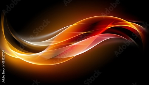 Abstract glowing orange and red waves on a dark background, creating a dynamic and energetic visual. Ideal for designs related to technology, energy, and movement.