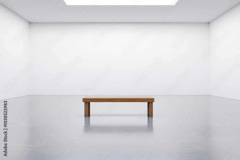 minimalist modern interior with wooden bench minimalist modern interior with wooden bench