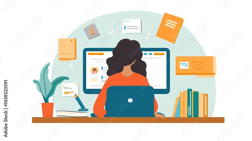 A teacher providing live feedback during a remote learning session. A teacher providing live feedback during a remote learning session.