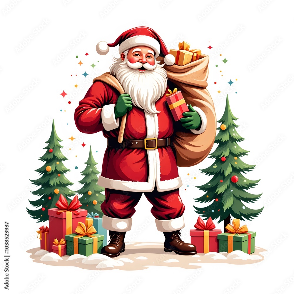 santa claus and christmas tree santa claus and christmas tree