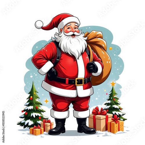 santa claus and christmas tree