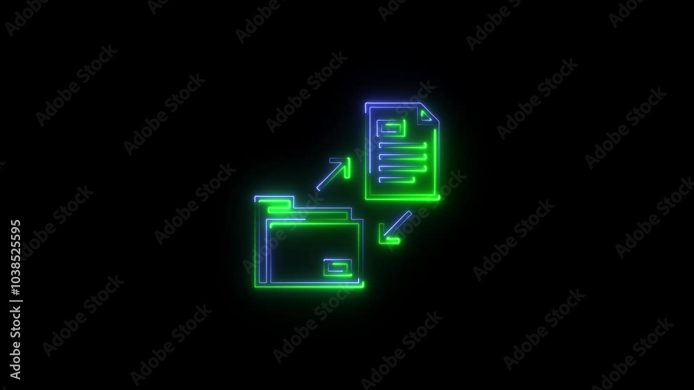Neon Document icon animation Neon Document icon animation