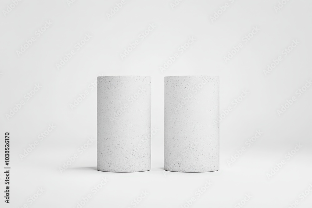 minimalist concrete pedestals on white background minimalist concrete pedestals on white background