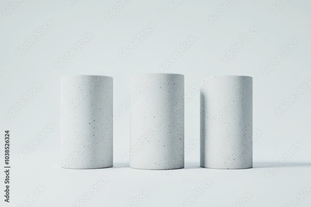 Minimalist concrete cylinders on plain background Minimalist concrete cylinders on plain background