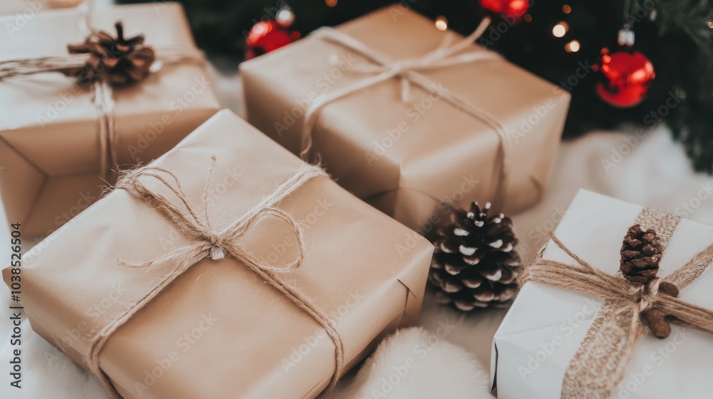 Holiday Gift Wrapping Supplies Close Up Holiday Gift Wrapping Supplies Close Up