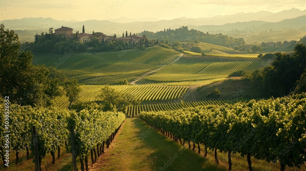Naklejka premium Vineyard Landscape in Tuscany