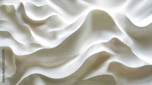 Abstract white fabric background with soft folds and wrinkles.